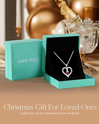 LOUISA SECRET Birthstone Heart Necklaces for Women Rose Gold