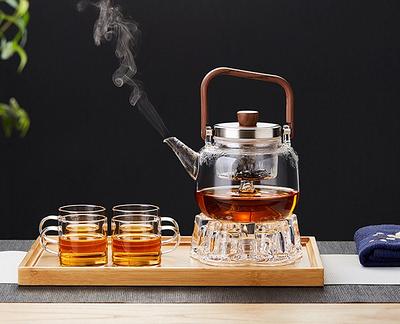 Glass Teapots With Golden Induction Cooker