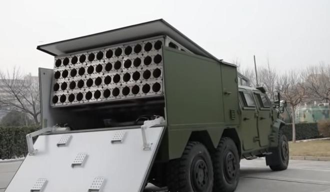 The drones were fired from a launcher mounted on a modified version of the PLA’s Dongfeng Mengshi light tactical vehicle. Photo: Weibo