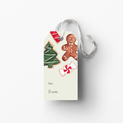 Jumbo Gift Tags With String - Christmas Cookie Tags, Fun Watercolor Holiday  Label - Yahoo Shopping
