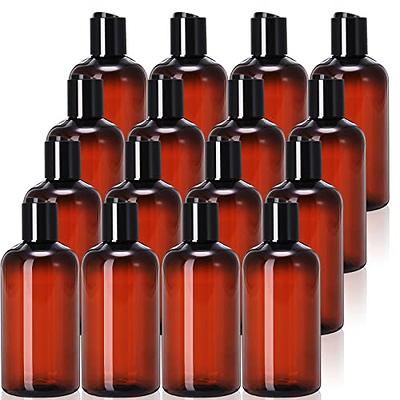 4oz Empty Amber Brown Plastic Squeeze Bottles with Disc Top Flip Cap (6  pack) BPA-Free Plastic Containers For Shampoo, Lotions, Liquid Body Soap,  Creams (4 ounce, Amber Brown)