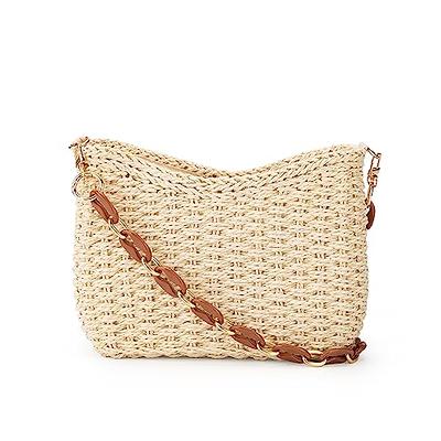 Straw Shoulder Bag for Women Hand-woven Woven Purse Crossbody Summer Beach  Envelope Clutch Purse Wallet (Raffia fringed khaki) - Yahoo Shopping