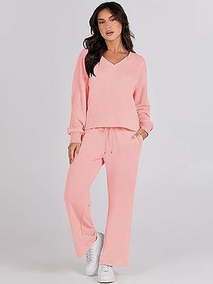 2 Piece Outfits for Women Lounge Sets Loose Fit Sweatsuits Casual Long  Sleeve Sweatshirt Pant Tracksuit Loungewear Set