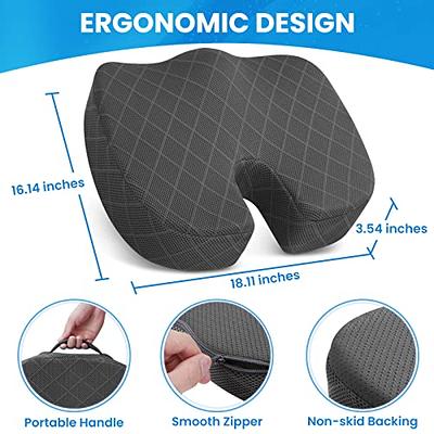 TushGuard Office Chair Cushions, Car Seat Cushion, Non-Slip Sciatica & Back  Coccyx Tailbone Pain Relief Pad, Memory Foam Butt Pillow for Computer Desk,  Wheelchair, Driving (Grey)