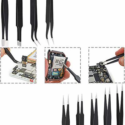 9pcs ESD Tweezers Kit Precision Anti-Static Tweezers Set