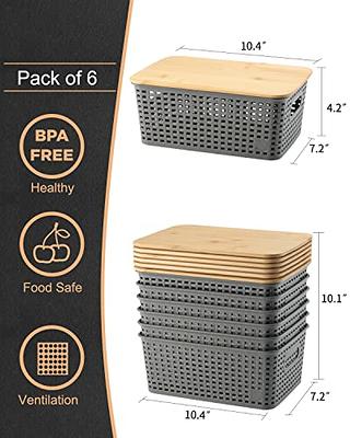 AREYZIN Plastic Storage Bins With Lid Set of 6 Baskets for