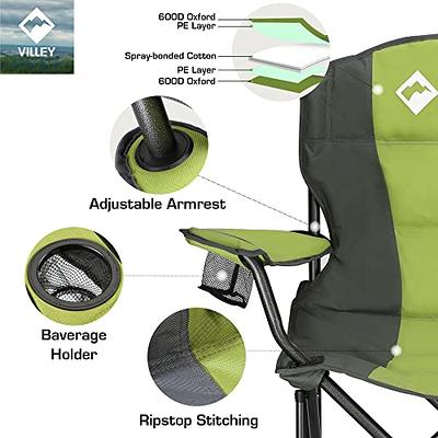 Oversized Folding Camping Chair with Cooler Bag Thicken Padded Chair H