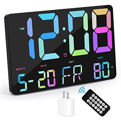 Large LED Digital Wall Clock with Calendar, Alarm, Temperature Display, USB  Charging Ports, and 3 Alarms, Ideal for Office, Living Room, Bedroom