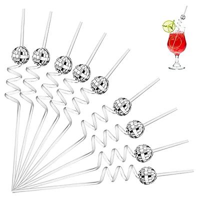 Whaline 4 Sets Disco Ball Cups Disco Mirror Ball Straws Disco Ball