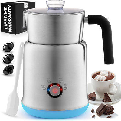 Milk Frother,CHINYA Automatic Milk Frother with Hot and Cold Functionality, Electric Milk Steamer and Warmer for Latte, Cappuccino, Hot Chocolate