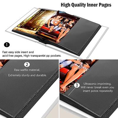 8x10 Photo Album Holds 72 Photos, Leather Cover Photo Album 8x10 with Front  Window, Acid Free 8x10 Photo Album Book, Black Inside Page 8 x 10 Photo