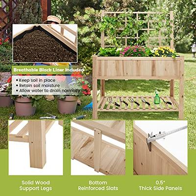 S Afstar Raised Garden Bed With Trellis, 48X23X63In Elevated Planter Box  With Legs, Bottom Storage Shelf, Planter Liner, Wood Standing Planter Stand  For Climbing Plants Flowers Vegetables Herbs - Yahoo Shopping