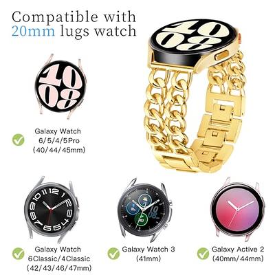 for Watch Band Galaxy Watch 6 Classic 43mm 47mm Metal Chain Watch4 Classic 42mm 46mm Stainless Steel Strap Watch4 and Galaxy Watch 5 40mm 44mm