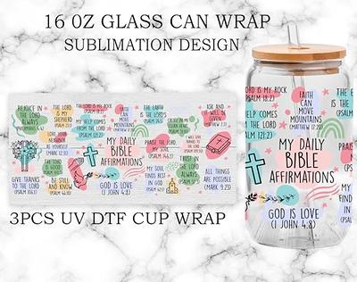 Blue UV DTF Cup Wrap Transfer for Glass, UV DTF Cup Wraps for 16 oz Libbey  Glass, DIY Waterproof Clear Film Rub on Transfers Cup Stickers for Crafts