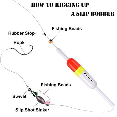 Slip Bobbers Kit,Balsa Wood Slide Floats with Bobbers Stops,Fishing Cork  for Crappie Panfish Bass Trout