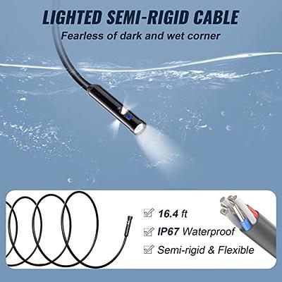 Endoscope Camera with Light 3 Lens, 1080P HD 5 IPS Screen, 16.5 FT  Semi-Rigid Cable Snake Camera, Endoscope with 32GB TF Card, IP67 Sewer  Camera