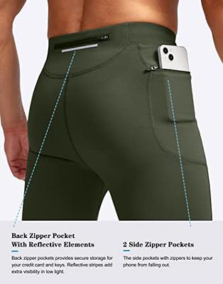 Pudolla Men's Thermal Running Tights with 3 Zipper Pockets Workout  Compression Leggings Cycling Pants for Men Hiking Jogging(Olive Green  Large) - Yahoo Shopping