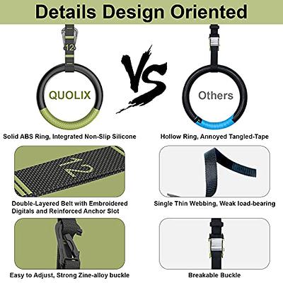 QUOLIX Gymnastic Rings with Adjustable Straps, Non-Slip Pull Up Rings with Straps, 1300lbs Exercise Rings with Straps for Home, Gymnastics Rings for