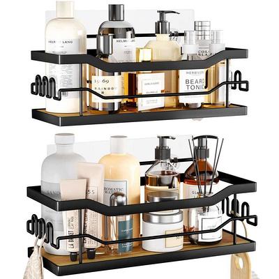 YAWSOUP 4 Pack Shower Caddy Organizer, Stainless Steel Shower Shelf with  Hooks, Adhesive Bathroom Shelves for Storage and Organization, Black