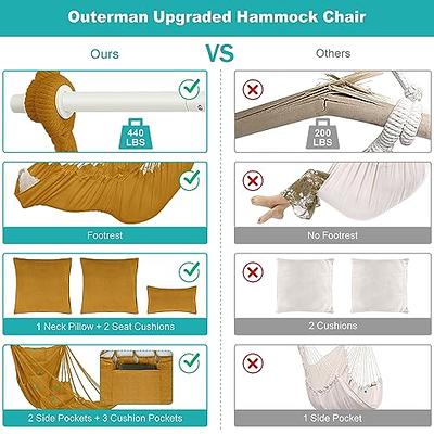 Outerman Hammock Chair, Hanging Chair with 3 Cushions and Foot Rest  Support