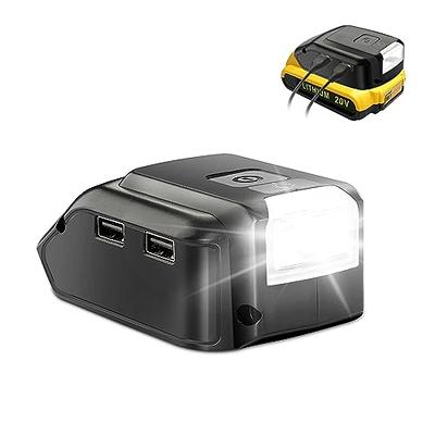 Adapter LED Work Light USB Mobile Phone Charger Compatible For Black&Decker  14.4-20V Li-Ion Battery