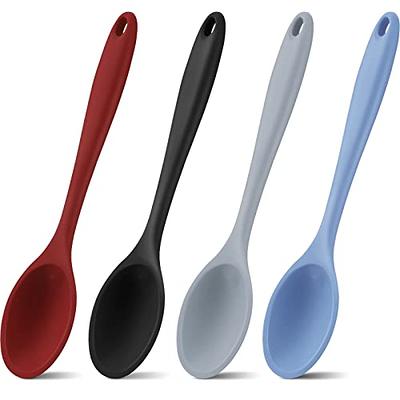 4 Pcs Silicone Nonstick Mixing Spoon, Silicone Cooking Spoons, for Kitchen  Cooking Baking Stirring Serving (Red,Black)