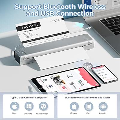 COLORWING Portable Printers, Bluetooth Travel Printer M08F, Inkless Printer  for Home Use, Support 8.26x11.69in Thermal Paper, Compatible with iPhone
