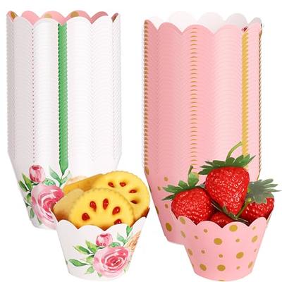 50-Pack Muffin Liners - Floral Watercolor Cupcake Wrappers Paper Baking Cups