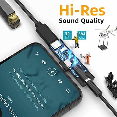 USB C to 3.5 mm Jack Headphone Adapter, USB C to Aux Adapter and Charger,  Type C Digital Audio Dongle Hi-Res DAC Chip Earphone Cable Adaptor for