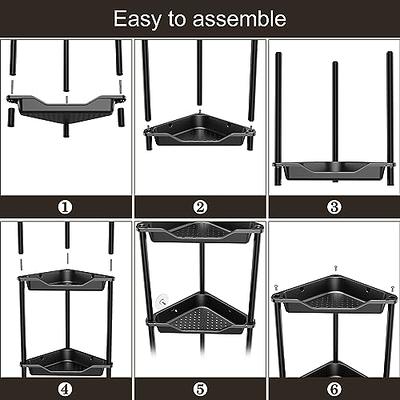 Orimade Rustproof 4 Tier Floor Standing Corner Shower Caddy 4 Tier, Black