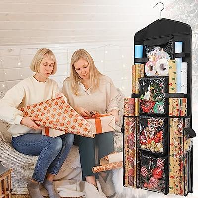 EXLIFBAG Wrapping Paper Storage, Gift Wrap Organizer Holder Double