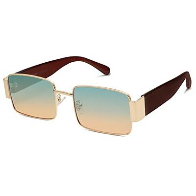 SOJOS Fashion Rectangle Sunglasses for Women Men Retro Vintage Narrow Sun  Glasses SJ1162, Gold/Green Gradient Brown - Yahoo Shopping