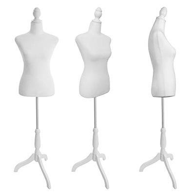 Hombour Female Mannequin Torso Dress Form, Sewing Mannequin Body, Adjustable Manikin with Wooden Tripod Base Stand for Display Dressmaker Jewelry
