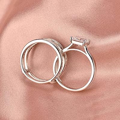 Wuziwen Women Guard Engagement Ring 925 Sterling Silver Ring Enhancer 5A CZ  Band