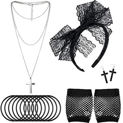  Costumes Cosplay 80s Fancy Dress Costume Accessories Set Lace  Headband Gloves Thigh-High Stocking Earrings Pendent Necklace Flannel  Choker Necklace for 80s Parties Halloween : Clothing, Shoes & Jewelry