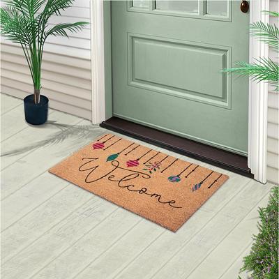 Mascot Hardware Relax Letter Printed Non-Slip Doormats for Indoor and Outdoor, Grey