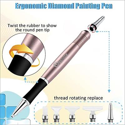 benote Ergonomic Diamond Art Painting Pen, Upgrade Diamond Art Pen with  Dual Rubber Metal Screw In Tip Round And Square Drill Pen for Art DIY Craft