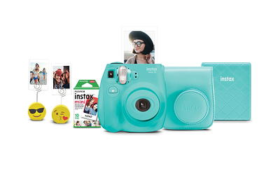 Fujifilm Instax Mini Camera w/ Matching Film, Photo Album & Photo Holders - Seafoam Green - Yahoo