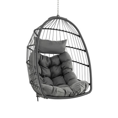 Hanging Egg Chair with Head Pillow and Large Seat Cushion