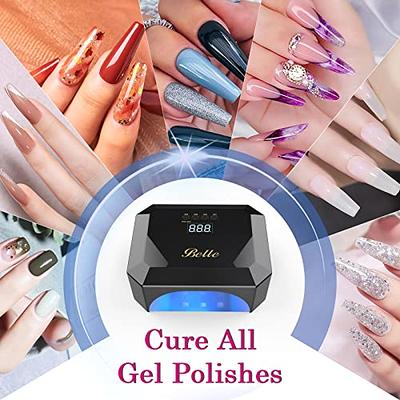 Belle Cordless UV LED Nail Lamp, 54W Gel UV Light Dryer for Nails Gel  Polish Professional Salon Nail Curing Lamp Light with Auto Senor & 4 Timer  Setting for Acrylic Nails(Black) 