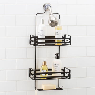 Dracelo Black Shower Corner Caddy Organizer for Bathroom, Freestanding Tension Pole