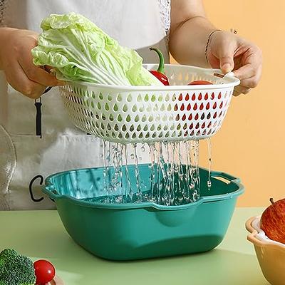 6pcs Food Drain Basket Double Layer Fruit and Vegetable Washing Basket  Kitchen Drainers Supplies Kitchen Gadgets and Accessories