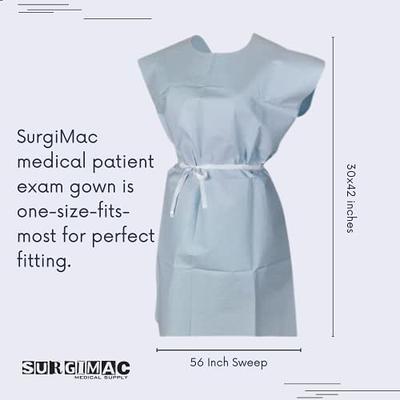 Amazon.com: Dukal 304 Patient Exam Gown, Blue, Non-Sterile, One size,  Purple, Pack of 50 : Industrial & Scientific