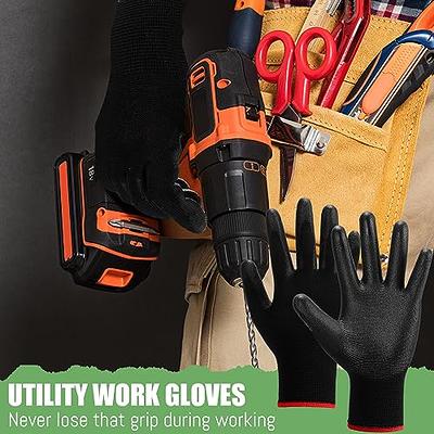 6 Pairs Safety Working Gloves Black Pu Polyester Cotton Glove Industrial  Protective Work Gloves or Construction Security Garden