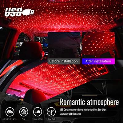 Mini LED Car Roof Star Night USB Decorative Projector Adjustable Atmosphere  Ceiling Decor Dynamic Lamp (Red)