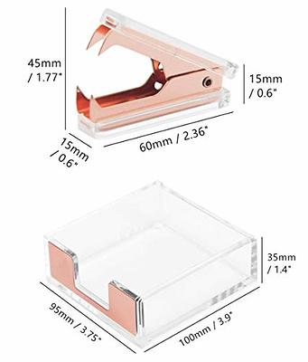 Staple & Stick Office Supplies Designer - Acrylic Lucite Rose Gold Stapler & Tape Dispenser - Elegant Rose Gold Tape Dispenser & Stapler Gift Set 