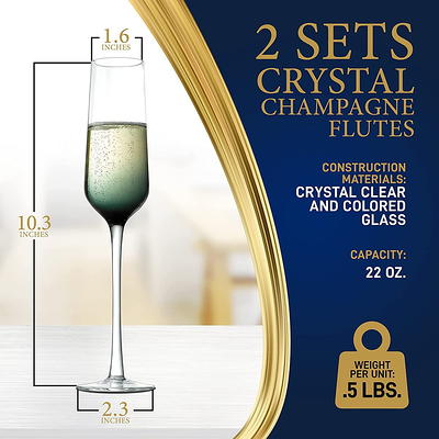 Crystal Champagne Flutes - Elegant Champagne Glasses, Hand Blown - Set of 4  Modern Champagne Flutes, 100% Lead Free Premium Crystal - Gift for