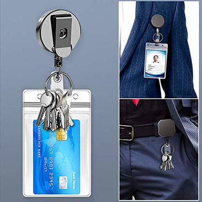 WWW (2 Pack) Heavy Duty Metal Retractable Badge Holders Reel with  [Carabiner] [Belt Clip Key Ring ] and [2pcs Plastic ID Card Holders] 25  inches Reinforced Wire Cord,Round and Square - Yahoo Shopping