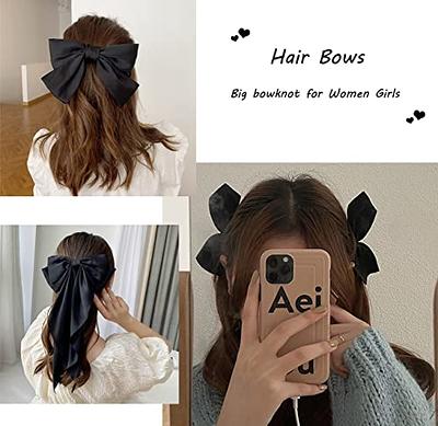 Jumbo Bow Clip with Tails (Black)  Ribbon hairstyle, Black hair bows, Bow  hairstyle