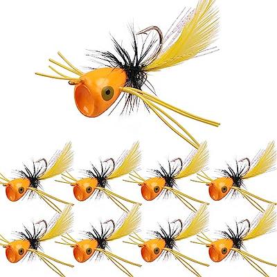 10PCS Fly Fishing Poppers Floating Dry Flies Lures for Bass Trout Sunfish  Salmon